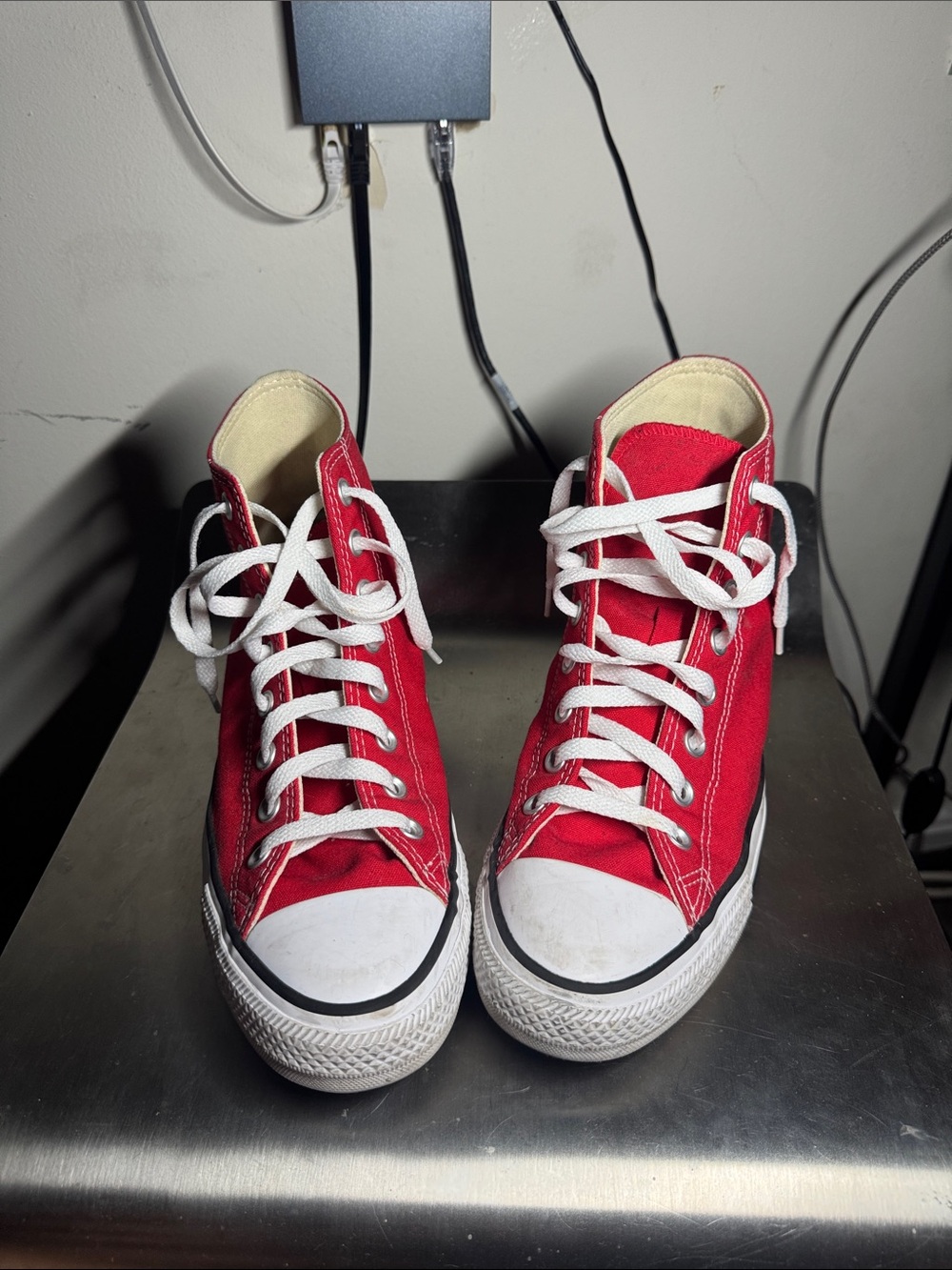 Converse Red High-Top Kids Sneakers with White Laces